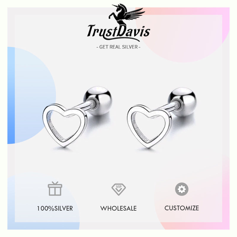 Fashion Romantic Hollow Heart Love Screw Stud Earrings DA2521