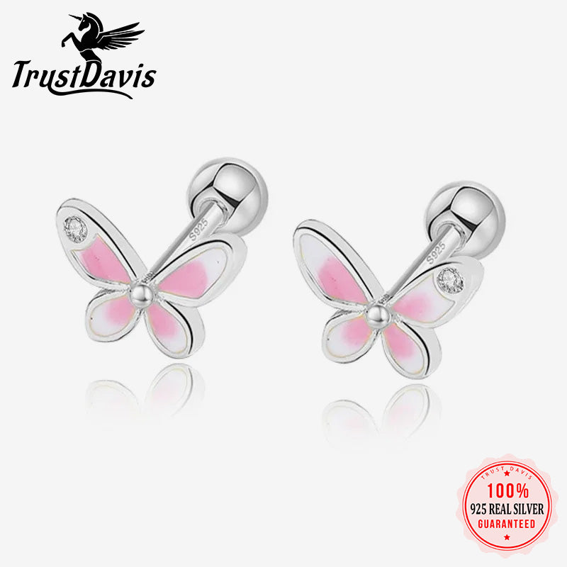 Sweet Butterfly Bear Screw Stud Earrings DG0013