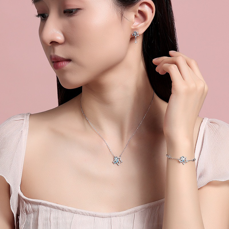 Star Zircon Unicorn Silver Earrings DS4871