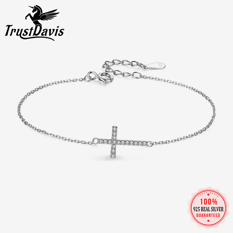 Fashion Sweet Simple Cross Dazzling CZ Bracelet DA1390