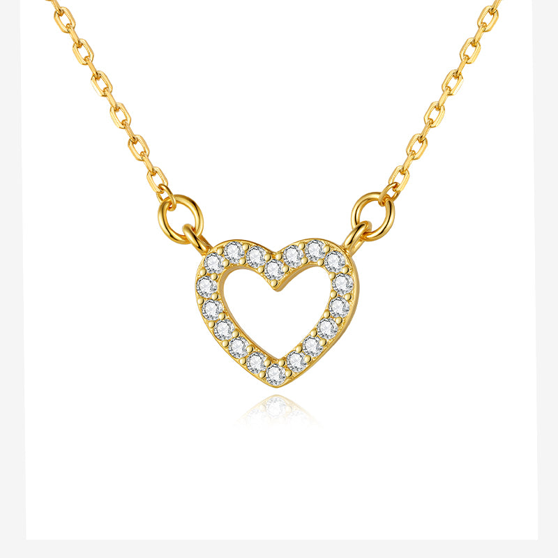 Sweet Romantic Heart Shiny CZ Pendant Short Necklace DD1109