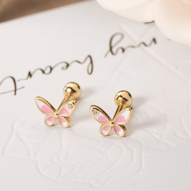 Sweet Butterfly Bear Screw Stud Earrings DG0013