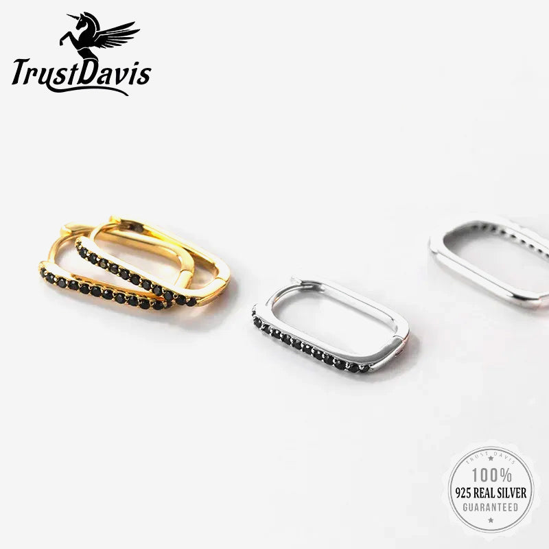 Earring Geometric Black Zircon Gothic Hoop Earrings DG0001