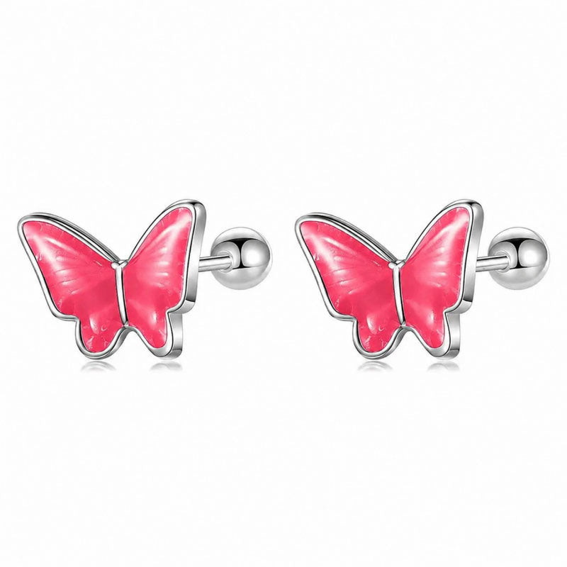 Colour Glaze Insect Butterfly Screw Earrings DF327