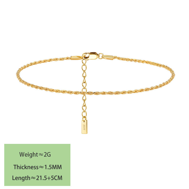 S925 sterling silver necklace twist rope clavicle chain DC28