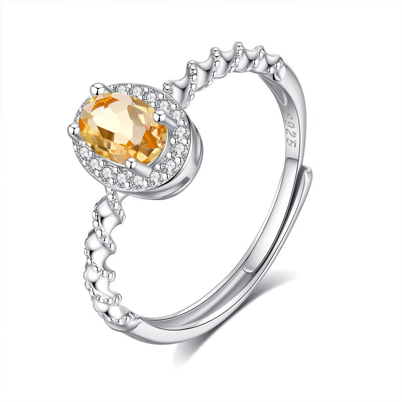 Fashion Sweet Natural Crystal Stone Adjustable Ring DS4422
