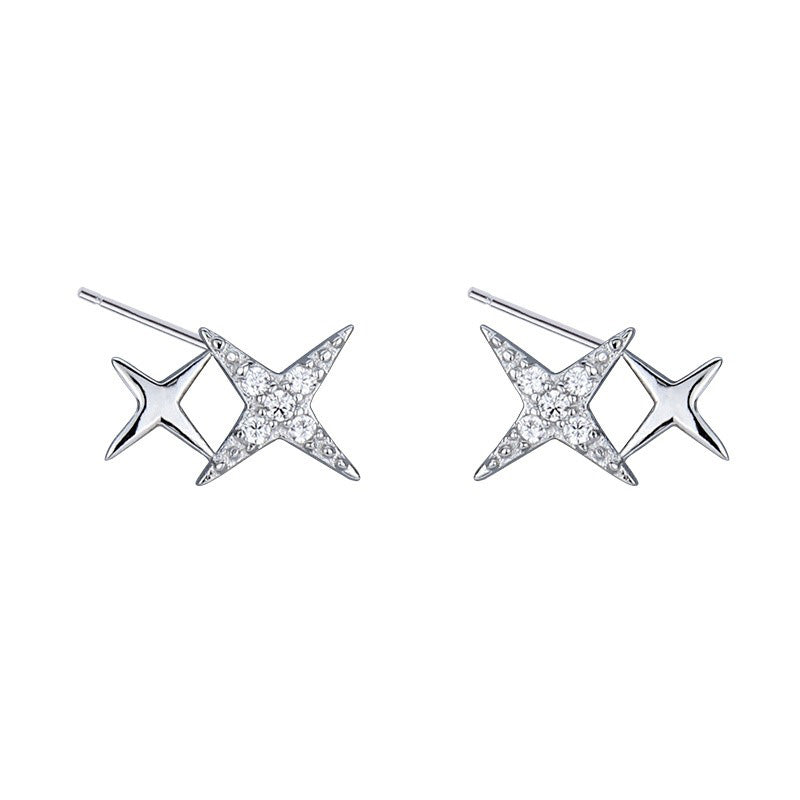 Fashionable Simple Double Star Stud Earrings for Women Girls Jewelry Gift DS4320