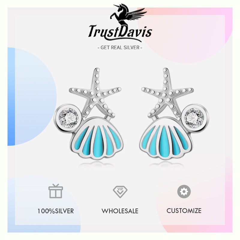 Sweet Charm Shell Starfish CZ Stud Earrings DA2154
