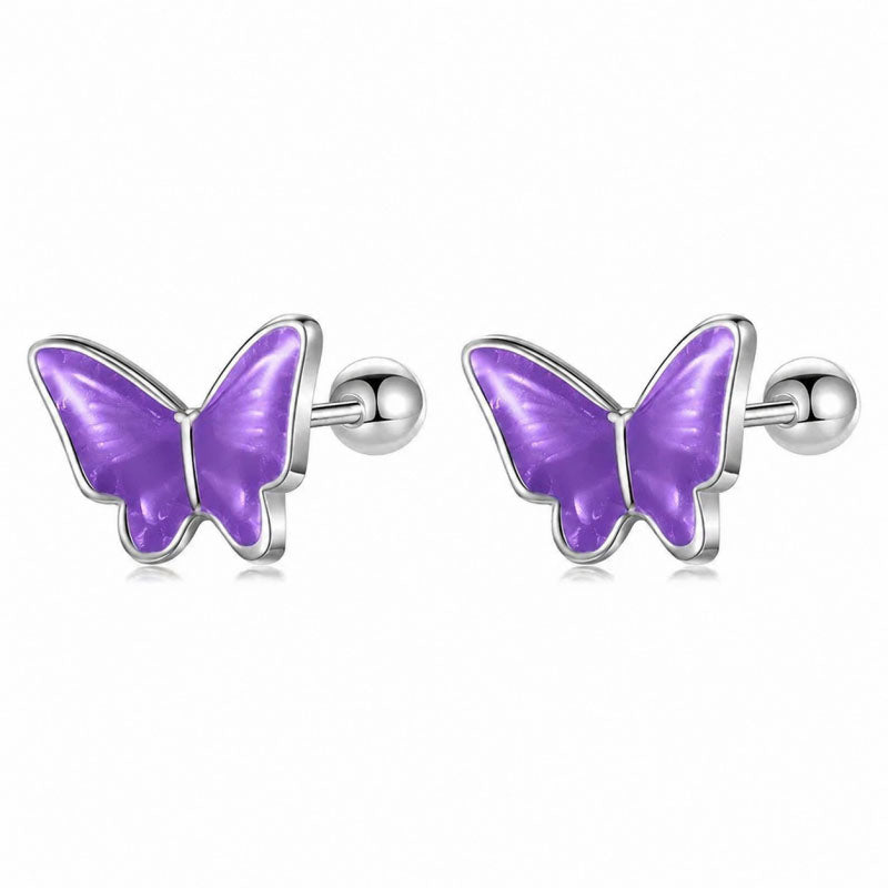 Colour Glaze Insect Butterfly Screw Earrings DF327