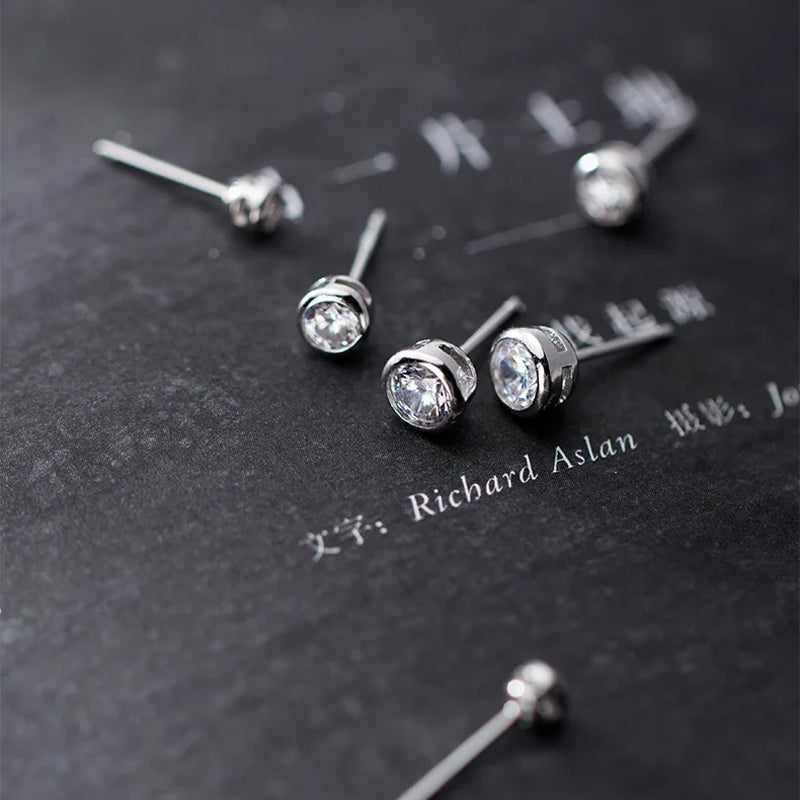 Kids Earring 4mm 5mm 6mm Round Dazzling CZ Stud Earring DT55
