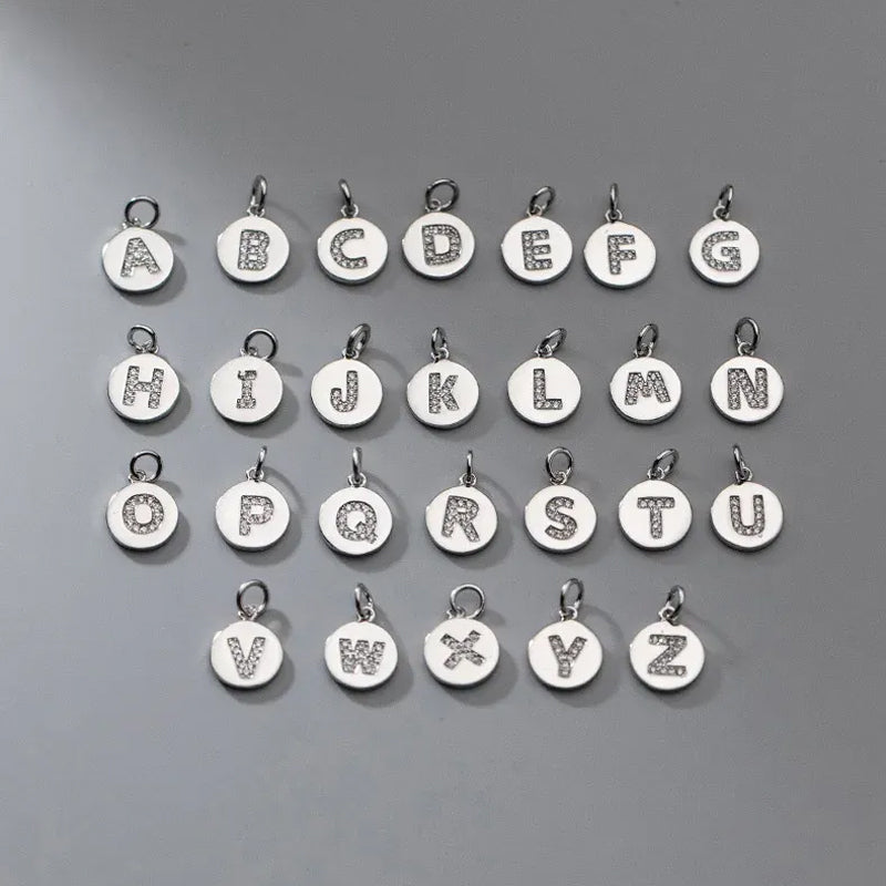 Simple Round 26 Letters Cz Pendant Diy Accessories DG0114