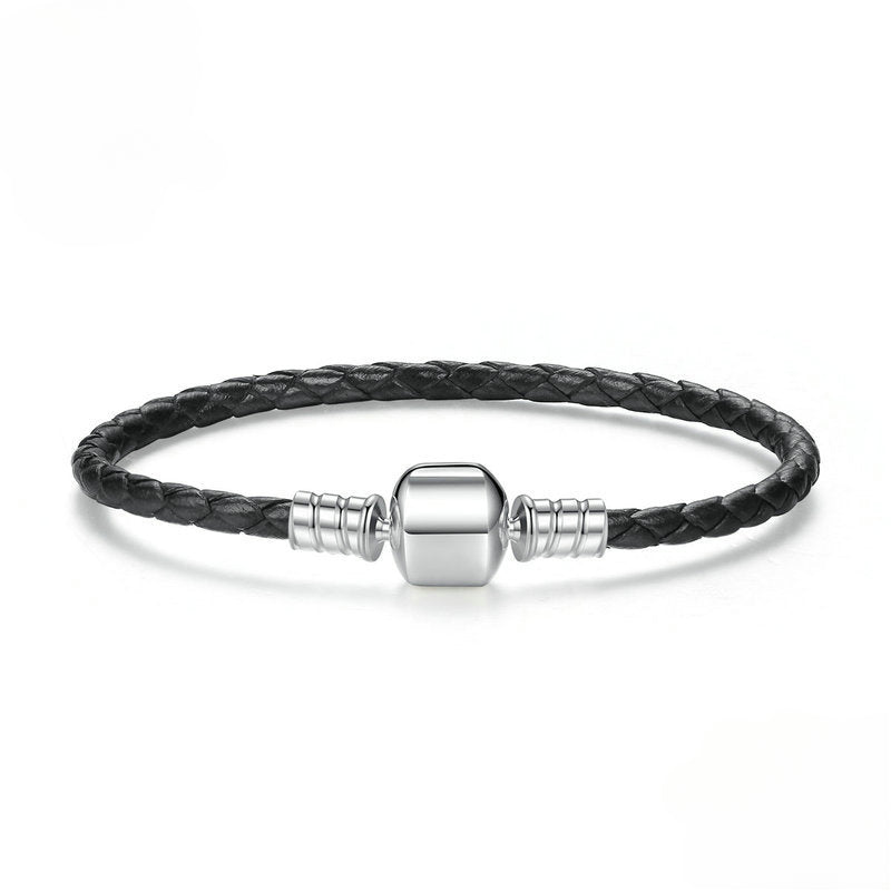 S925 sterling silver genuine leather braided bracelet diy accessories bracelet DA1200