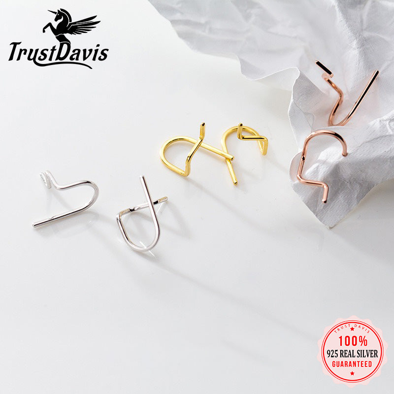 Fashionable Simple Curved Line Earrings for Women Girls Jewelry Gift DS4317
