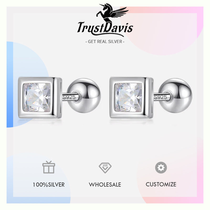 Fashion Square CZ Beads Screw Earring DB1423