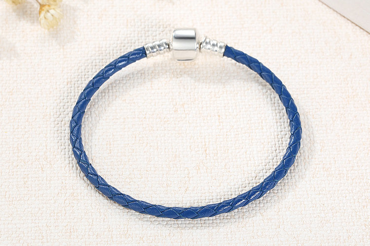 S925 sterling silver genuine leather braided bracelet diy accessories bracelet DA1200