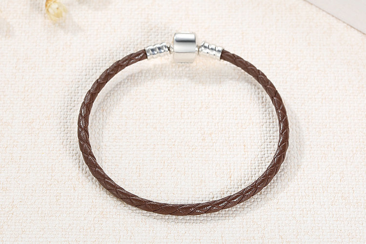 S925 sterling silver genuine leather braided bracelet diy accessories bracelet DA1200