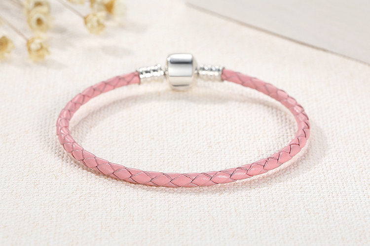 S925 sterling silver genuine leather braided bracelet diy accessories bracelet DA1200