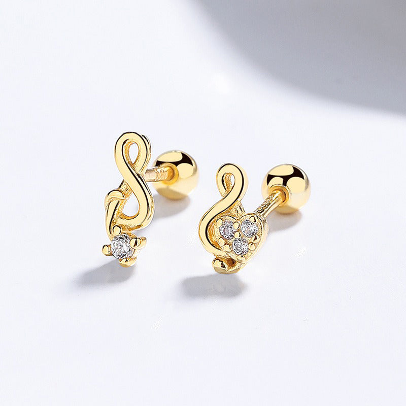 Fashion Musical Note Zircon Earrings for Women DS4673