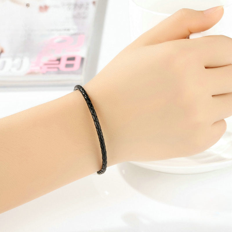 S925 sterling silver genuine leather braided bracelet diy accessories bracelet DA1200