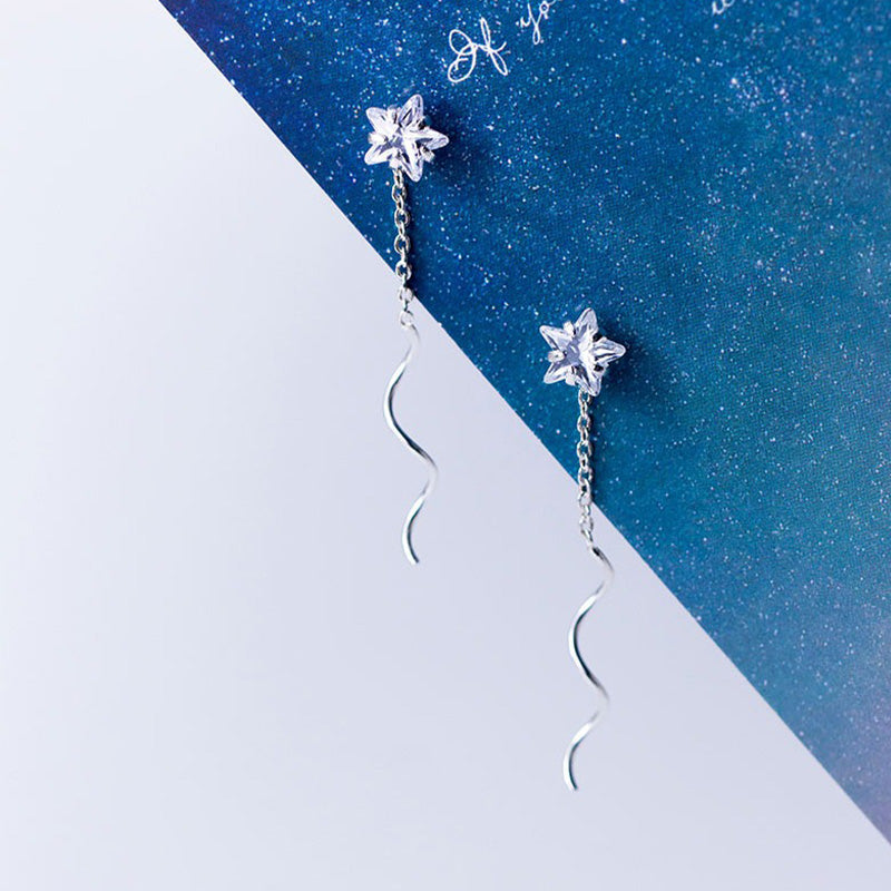 Fashionable Simple Five-pointed Star Zircon Earrings for Women Girls Jewelry Gift DS4318