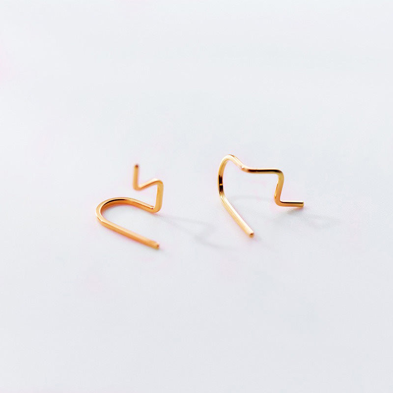 Fashionable Simple Curved Line Earrings for Women Girls Jewelry Gift DS4317