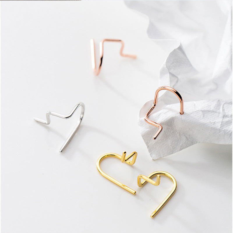 Fashionable Simple Curved Line Earrings for Women Girls Jewelry Gift DS4317