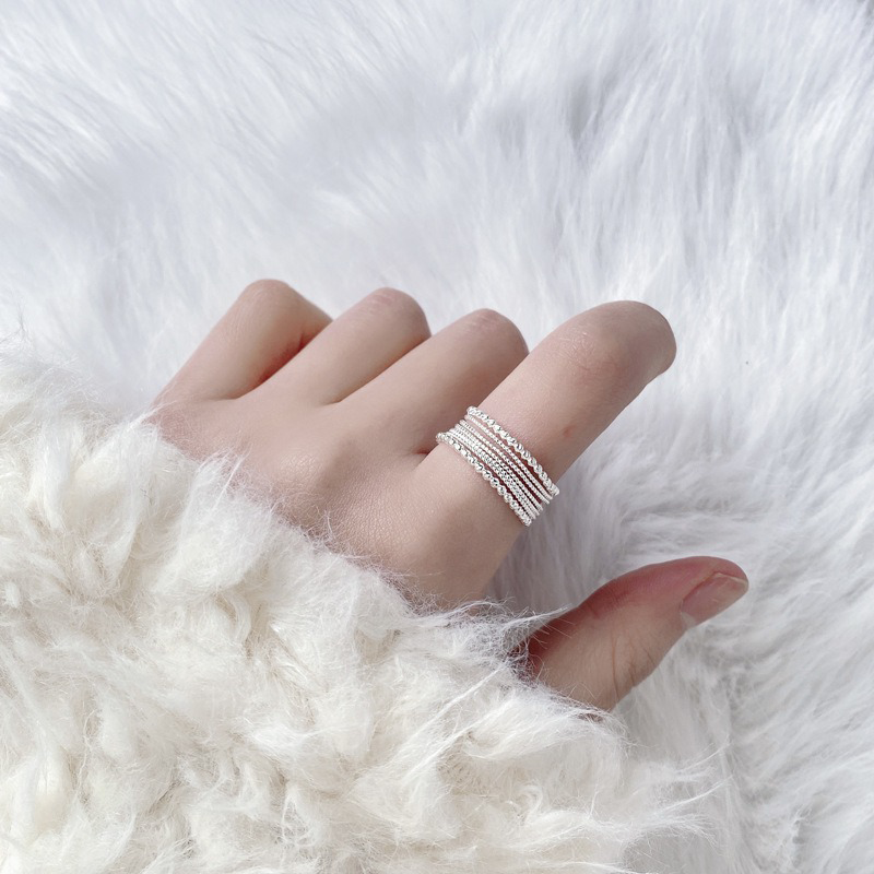 TrustDavis Real 925 Sterling Silver Fashionable and Minimalist Wide-faced Woven Adjustable Ring for Women Girls Fine Jewelry Gift DS4782