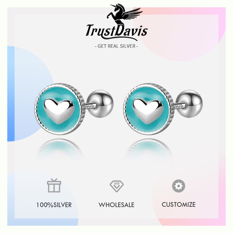 Romantic Heart Bead Screw Stud Earrings DS3972