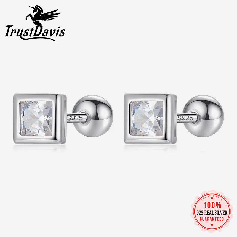 Fashion Square CZ Beads Screw Earring DB1423