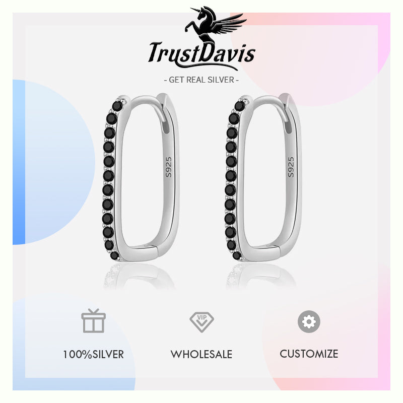 Earring Geometric Black Zircon Gothic Hoop Earrings DG0001