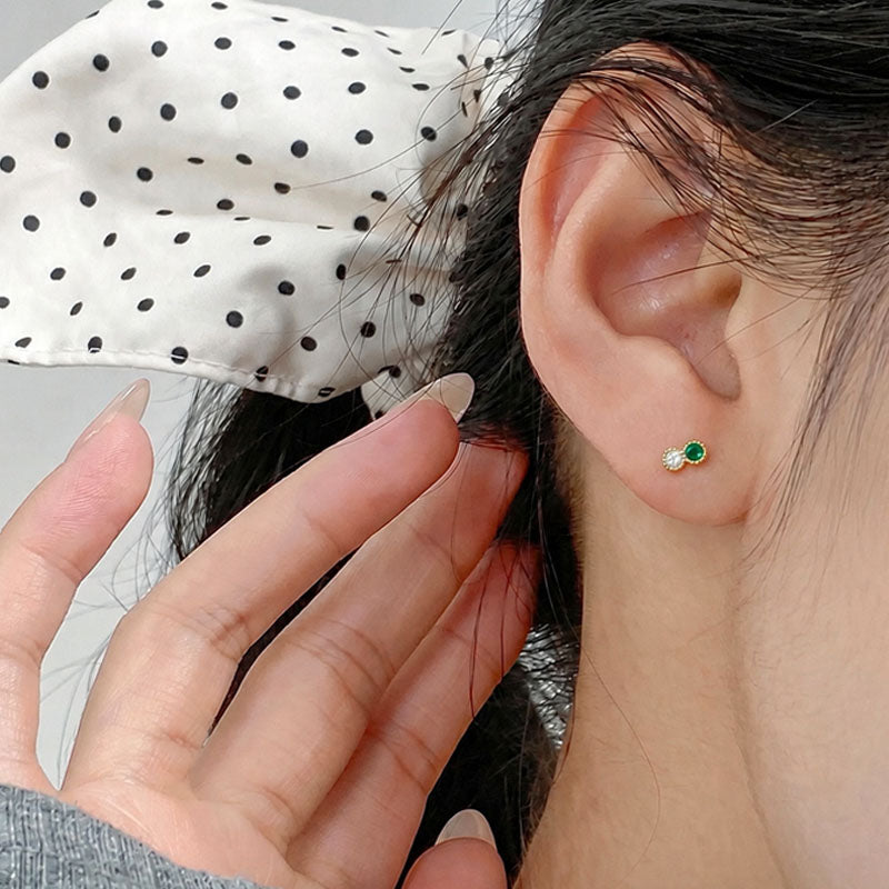 Double-color Zircon Stud Earrings DS1912