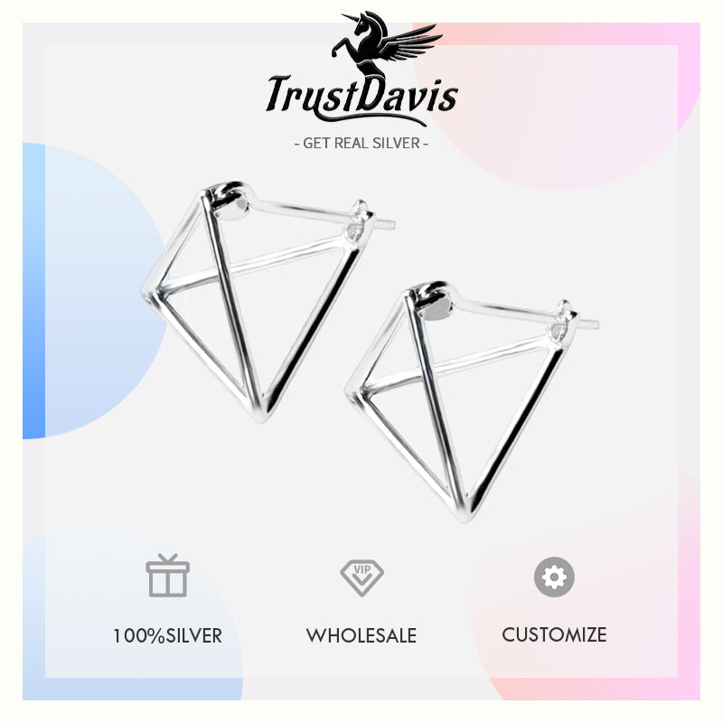 Earrings 3D Triangle Stud Earring 1Pair Women Girls Fashion Jewelry DS1274