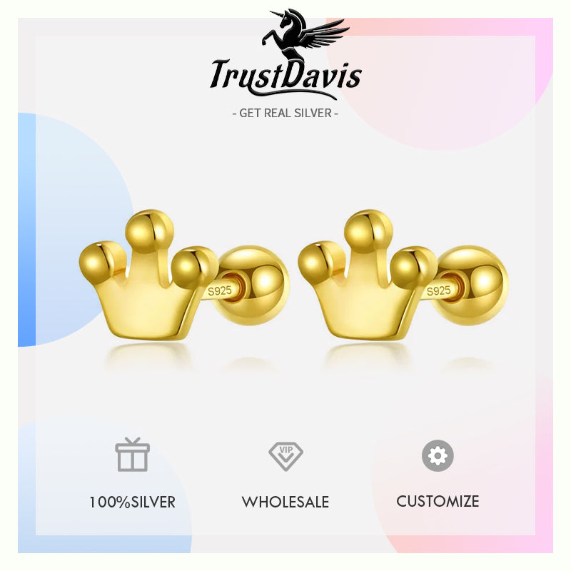 Crown Screw Stud Earrings DA2762
