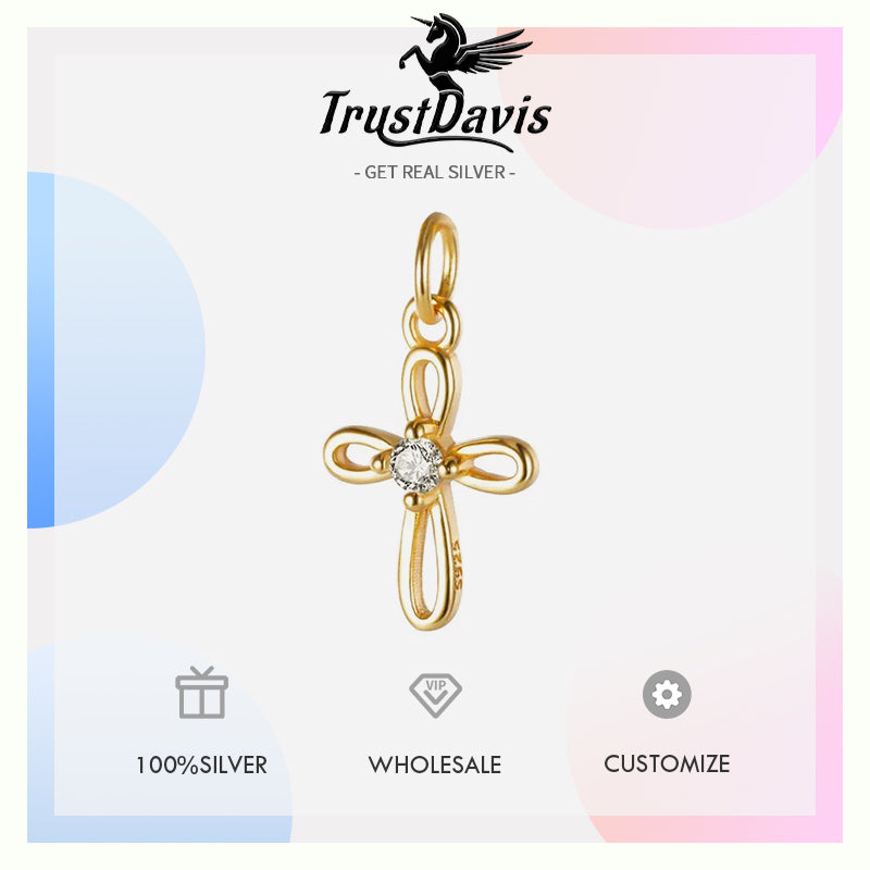 Hollow Cross CZ Pendant Handmade DIY Necklace Bracelet Accessories Fine S925 Jewelry HY561