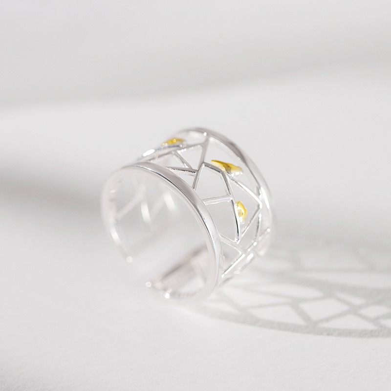 TrustDavis Real 925 Sterling Silver Elegant and Stylish Bird and Cloud Open Ring for Women Girls Fine Jewelry Gift DS4779