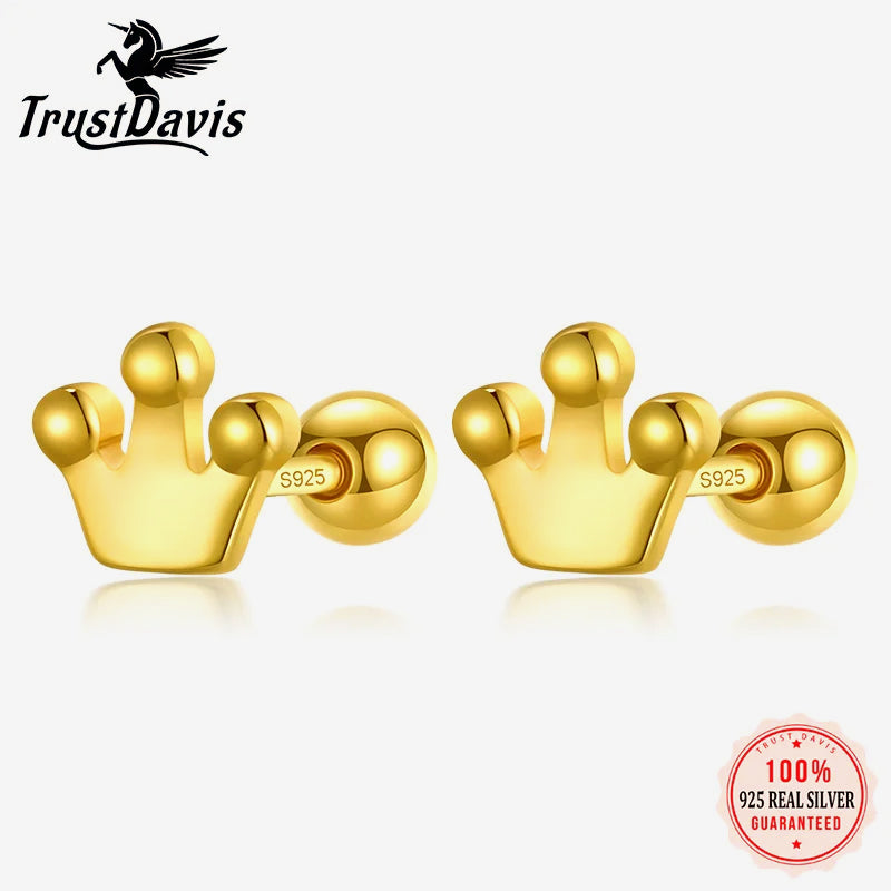 Crown Screw Stud Earrings DA2762