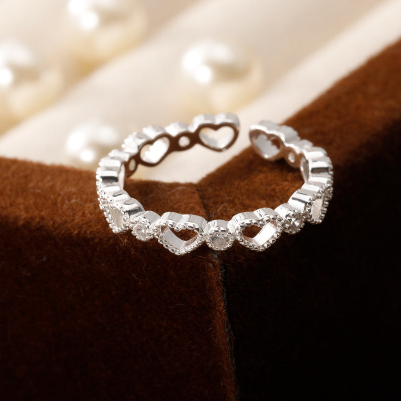 Fashion Adjustable Heart Ring Hollow Heart Open Ring DS4215