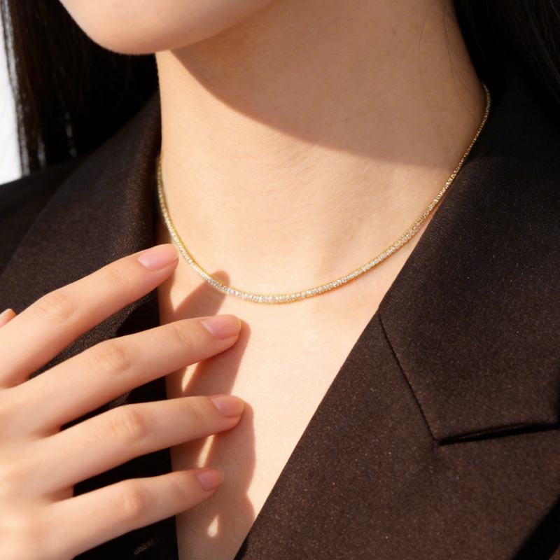 Temperament Sweet Choker Dazzling CZ Clavicle Necklace DS1869