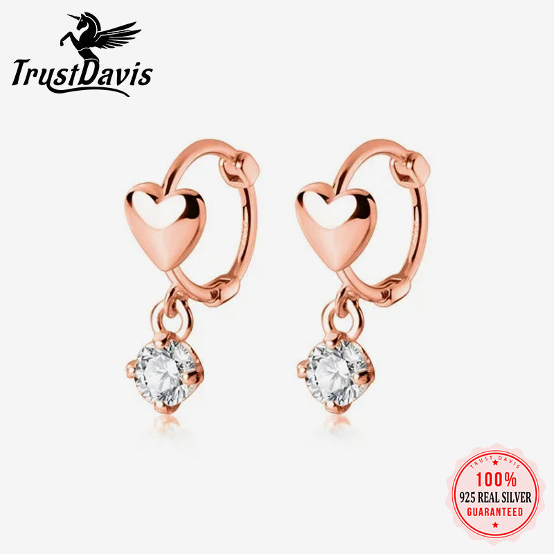 Fashion Romantic INS Heart Shiny CZ Hoop Earrings DA2641
