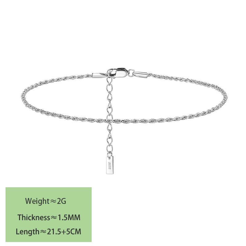 S925 sterling silver necklace twist rope clavicle chain DC28