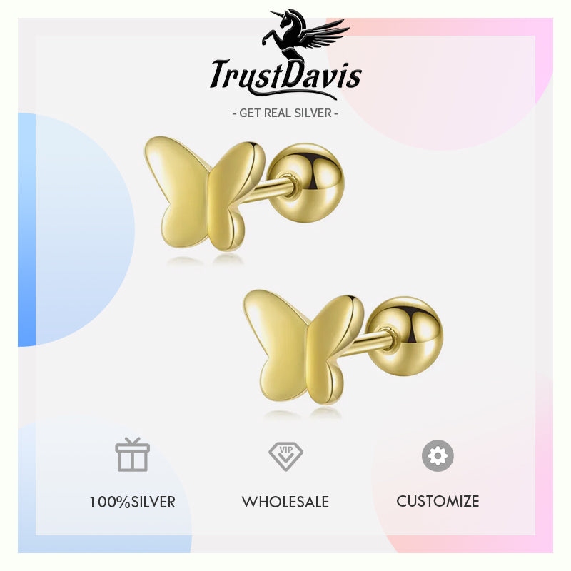 Fashion Insect Butterfly Bead Screw Stud Earrings DA2464