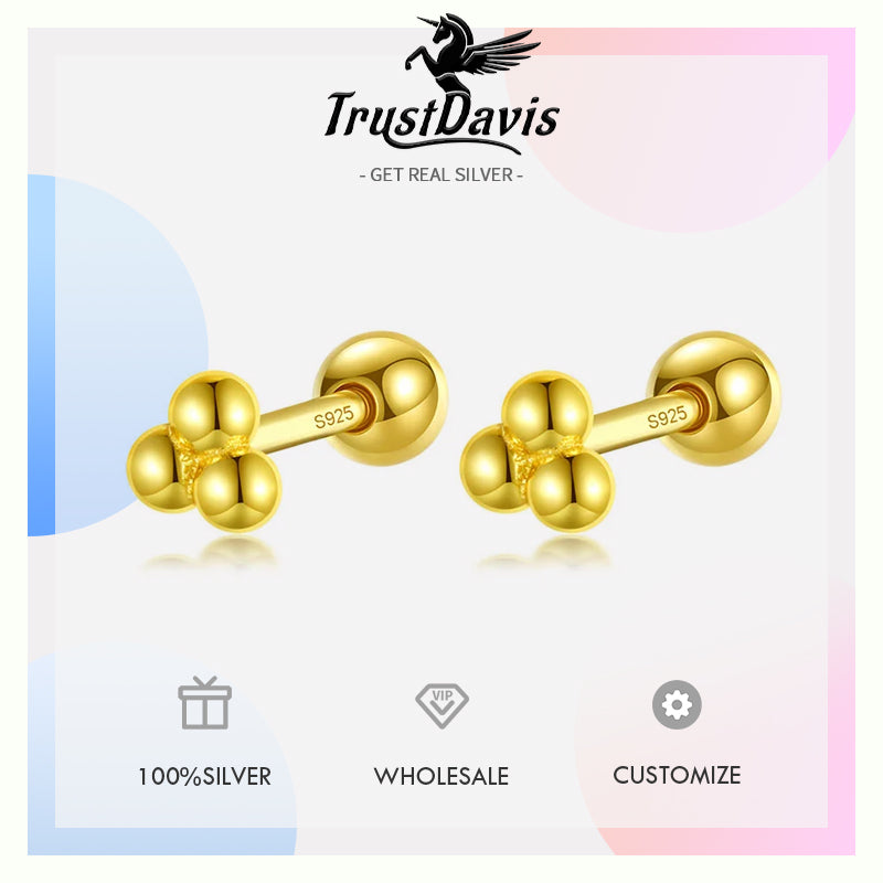 Triangle Beads Screw Stud Earring DA2780