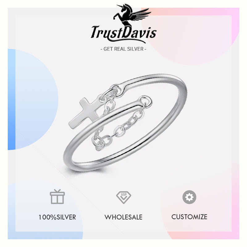 Fashion Sweet Cross Chain Ring Sizable DB1082