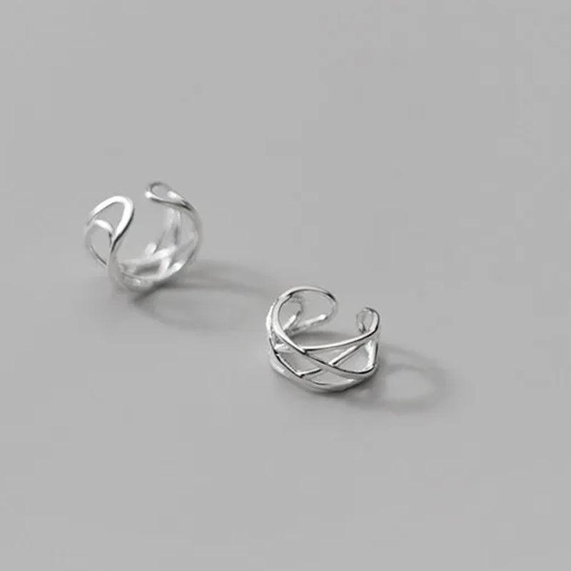 TrustDavis Real 925 Sterling Silver Fashion 3 Layer Cross Clip Earrings DB160