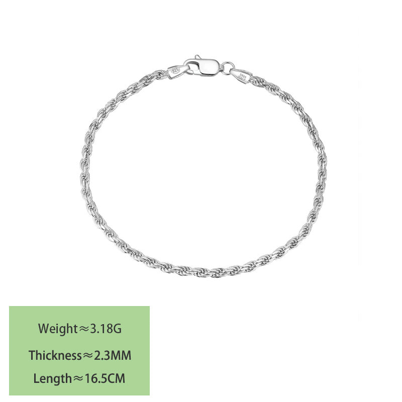 S925 sterling silver necklace twist rope clavicle chain DC28
