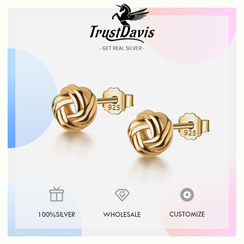 Fashion Charm Sweet Gold Knot Stud Earrings DA1797
