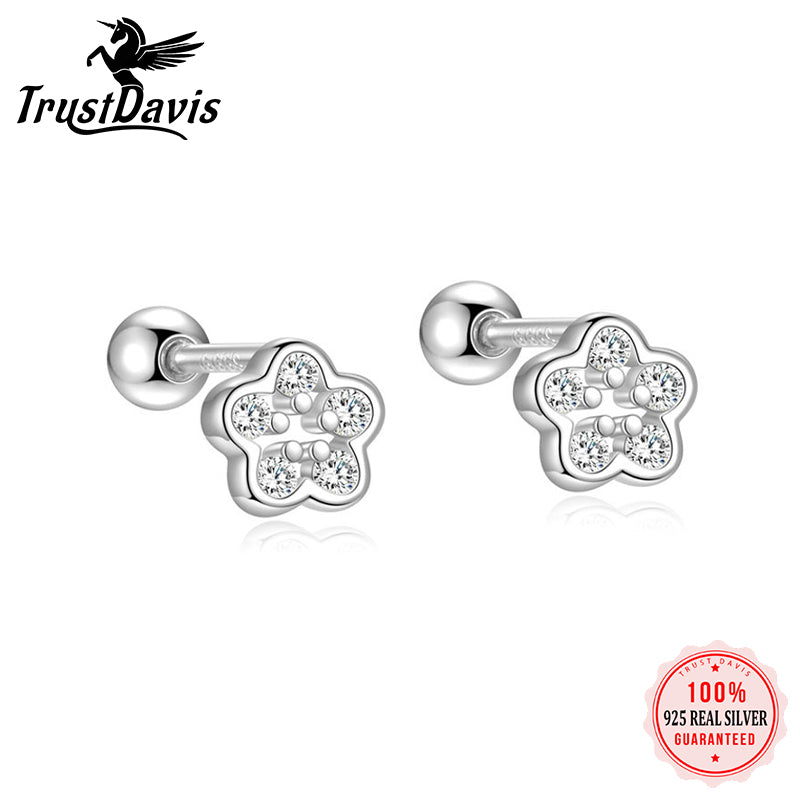 Flower Zircon Silver Earrings DS4894