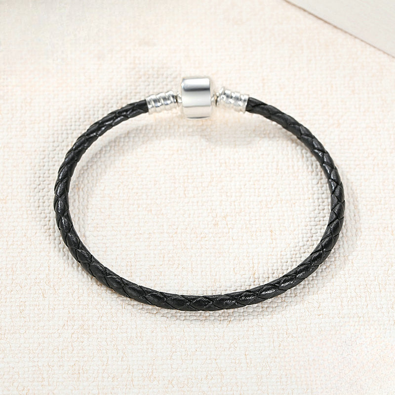 S925 sterling silver genuine leather braided bracelet diy accessories bracelet DA1200
