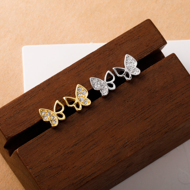 Fashion Sweet Insect Butterfly CZ Screw Stud Earrings DA2519
