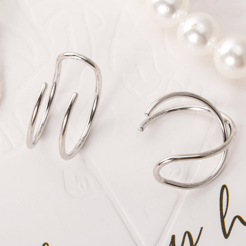 Trusta 100% 925 Sterling Silver Contracted Twist Ear Cuff Clip On Earrings For Women Girl Without Piercing Earings Jewelry DA457